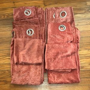 Broyhill Legacy Chenille Rust / Coral Curtains 4 Panels (2 Pair) Grommet Top
